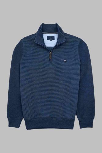 Oxford Company ανδρική μπλούζα φούτερ με 1/2 φερμουάρ Regular Fit - F214-HS60.01 Μπλε XL